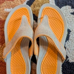 Dansko Orange and Tan Flip Flop Sandals